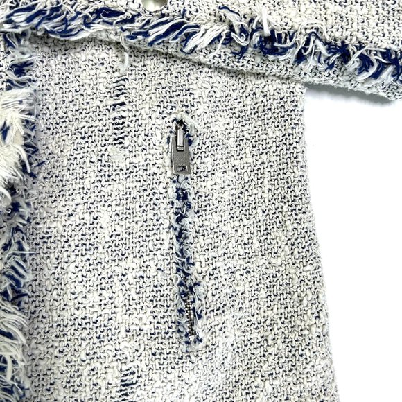 IRO Distressed Agnette Jacket White and Blue Tweed Size FR 38 US 6 - Picture 10 of 15